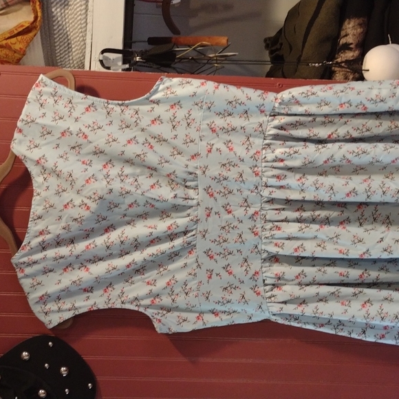 Retro Inspired Ditzy Floral A Line Blue Dress XL - Picture 6 of 6